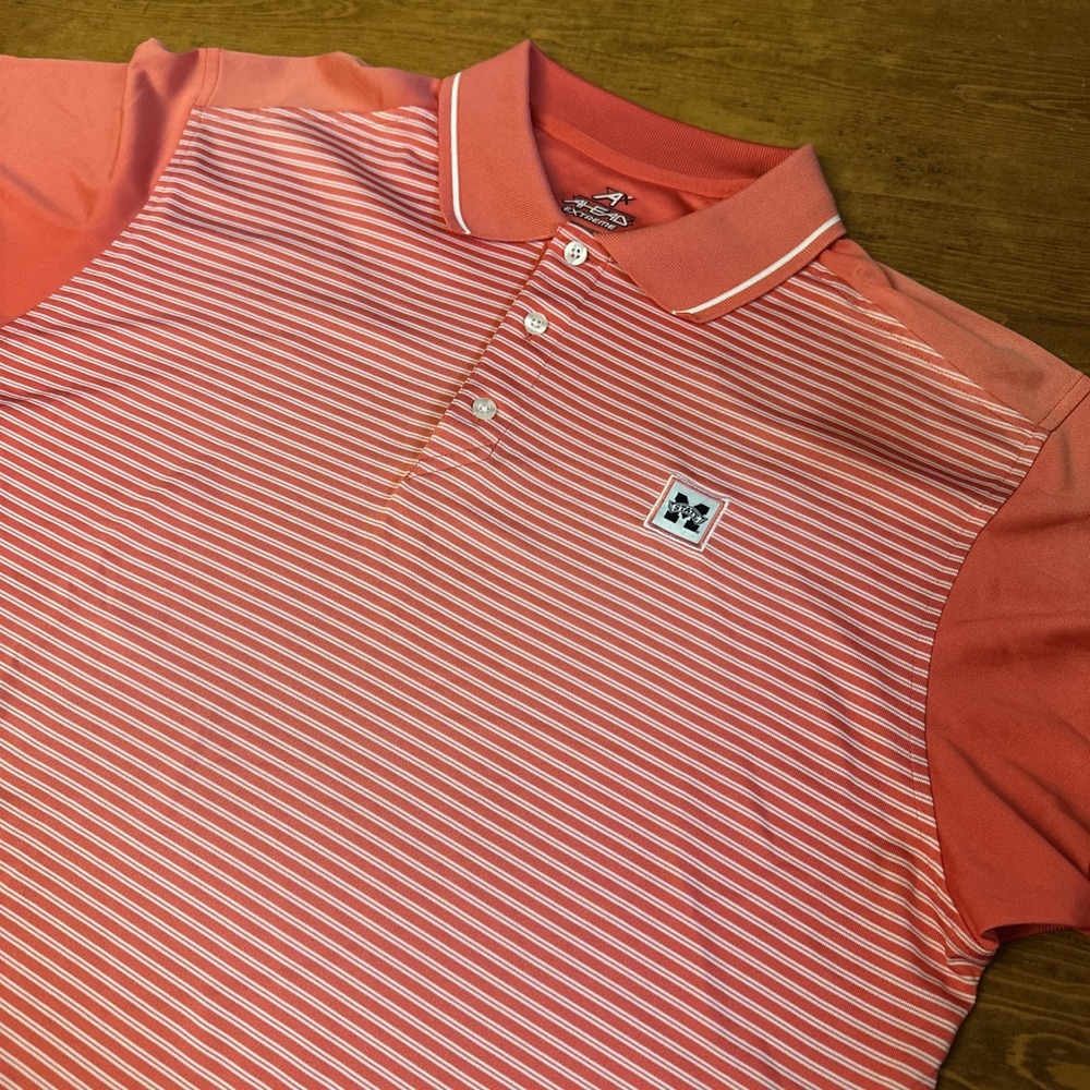 Ahead Polo Shirt Men's Striped Golf Casual Preppy Performance Large